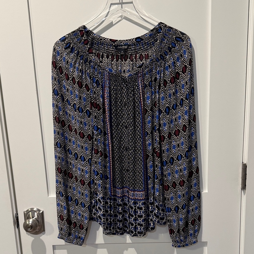 Lucky Brand Gypsy Ikat Boho Top